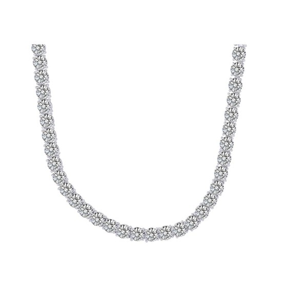 925 Silver CZ Set Tennis Necklace 6.0mm 17 Inch