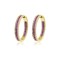 925 Silver Gold Plated Red & White CZ Set Hoop Earrings 18mm