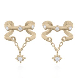 925 Silver 14ct Gold Plated CZ Set Ear Cuff