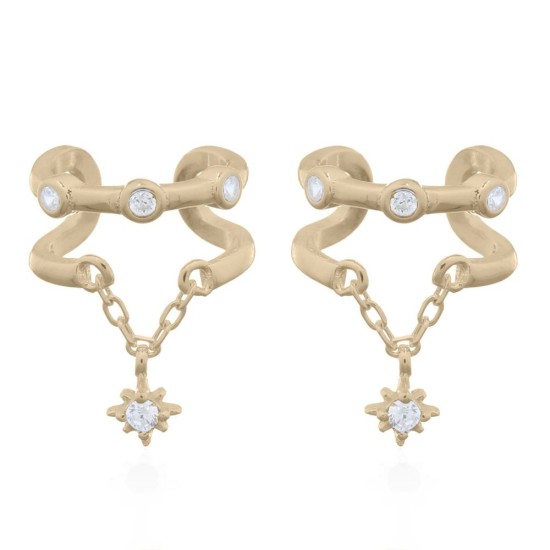 925 Silver 14ct Gold Plated CZ Set Ear Cuff
