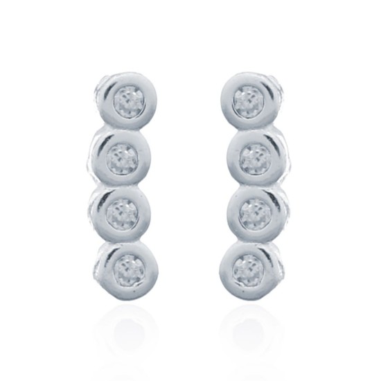 925 Silver Stud Earrings - CZ Set