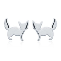 925 Silver Cat Stud Earrings
