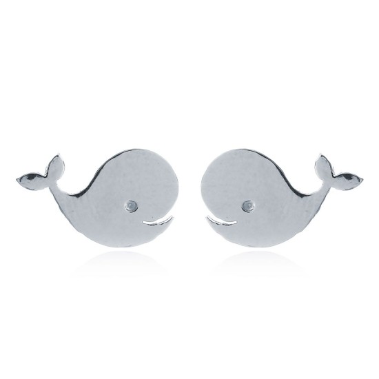 925 Silver Dolphin Stud Earrings
