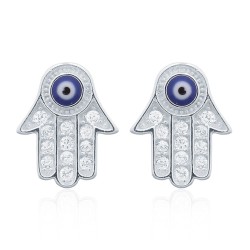 925 Silver CZ Set Hamsa Earrings
