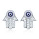 925 Silver CZ Set Hamsa Earrings