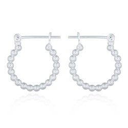 925 Silver Bead Design Hoop Earrings