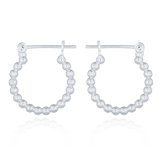 925 Silver Bead Design Hoop Earrings