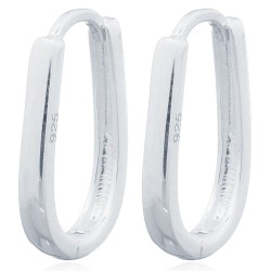 925 Silver Oval Huggie Earrings