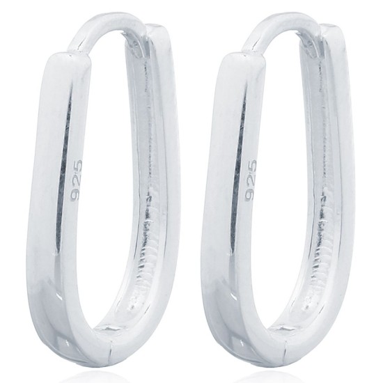 925 Silver Oval Huggie Earrings