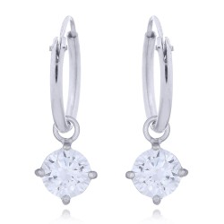 925 Silver Hoop Earrings - CZ Set