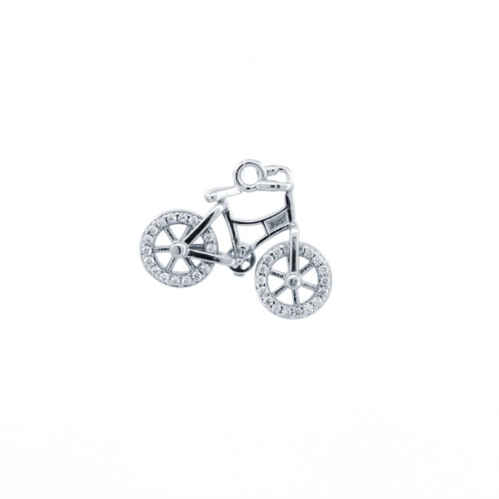 925 Silver CZ Set Bicycle Pendant
