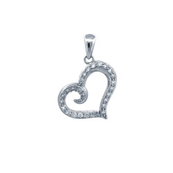 925 Silver CZ Set Heart Pendant