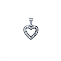 925 Silver CZ Set Heart Pendant