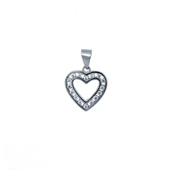 925 Silver CZ Set Heart Pendant