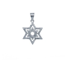925 Silver CZ Set Star of David Pendant