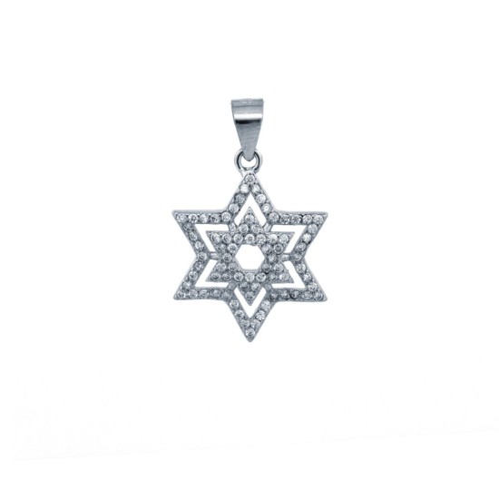 925 Silver CZ Set Star of David Pendant