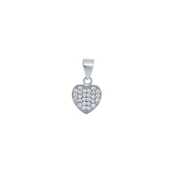 925 Silver CZ Set Heart Pendant