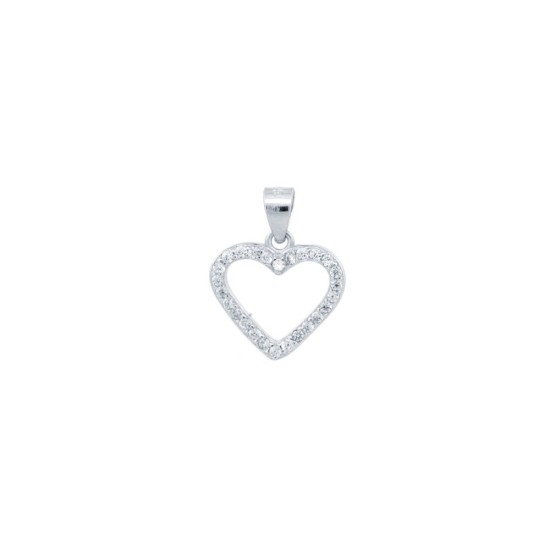 925 Silver CZ Set Heart Pendant