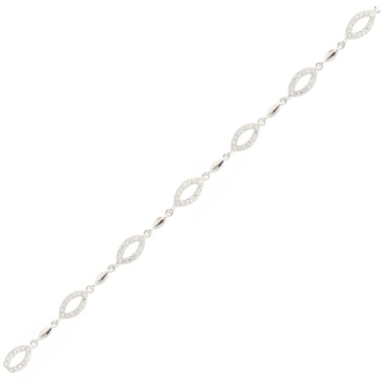 925 Silver Rhodium Plated CZ Set Bracelet