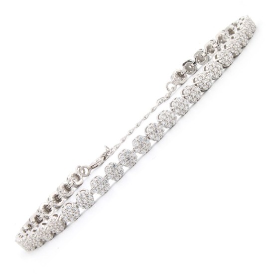 925 Silver Rhodium Plated CZ Set Bracelet
