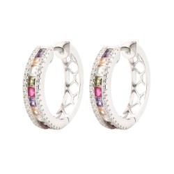 925 Silver Rhodium Plated Multri Col CZ Set Earrings