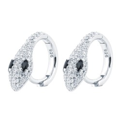 925 Silver Rhodium Plated CZ Set Snake Earrings