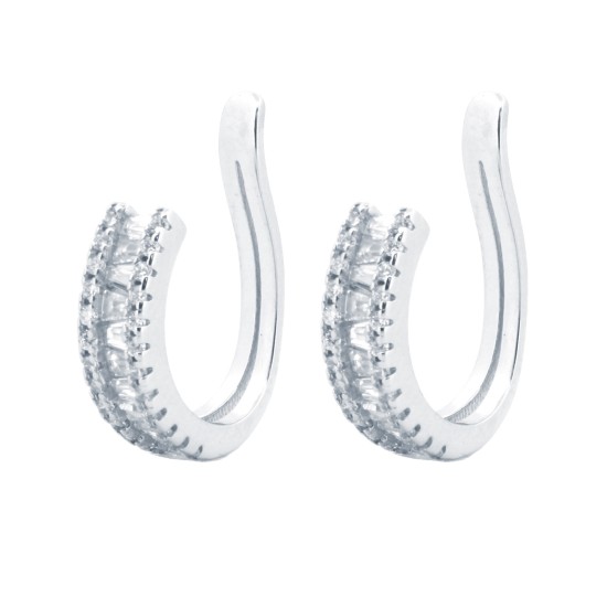 925 Silver Rhodium Plated CZ Set Earrings
