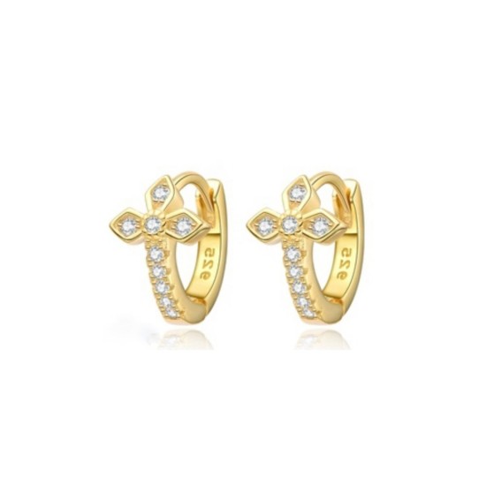 925 Silver 14ct Gold Plated CZ Set Earrings