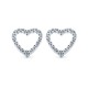 925 Silver Rhodium Plated CZ Set Heart Stud Earrings