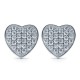 925 Silver Rhodium Plated CZ Set Heart Stud Earrings