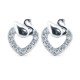 925 Silver Rhodium Plated CZ Set Heart Stud Earrings