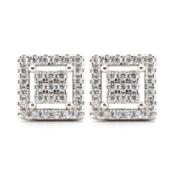 925 Silver Rhodium Plated CZ Set Stud Earrings