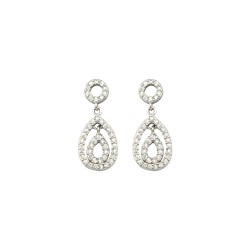 925 Silver Rhodium Plated CZ Set Drop Earrings