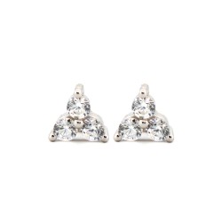 925 Silver Rhodium Plated CZ Set Stud Earrings