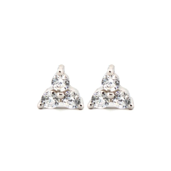 925 Silver Rhodium Plated CZ Set Stud Earrings