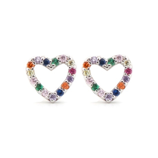 925 Silver Rhodium Plated CZ Set Stud Earrings