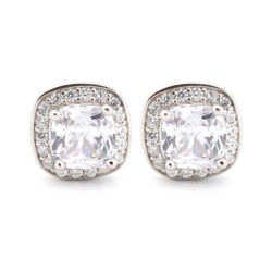 925 Silver Rhodium Plated CZ Set Stud Earrings
