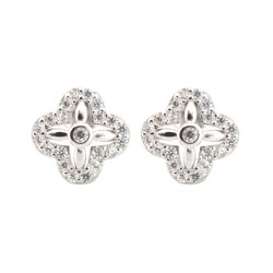 925 Silver Rhodium Plated CZ Set Stud Earrings