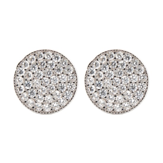 925 Silver Rhodium Plated CZ Set Stud Earrings
