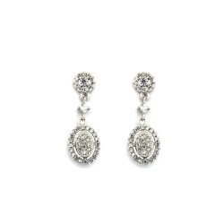 925 Silver Rhodium Plated CZ Set Stud Earrings