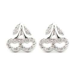 925 Silver Rhodium Plated CZ Set Stud Earrings