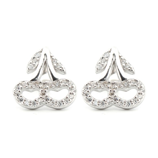 925 Silver Rhodium Plated CZ Set Stud Earrings