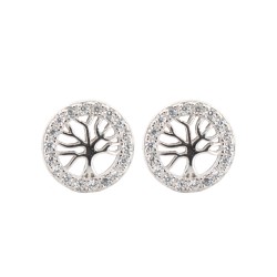 925 Silver Rhodium Plated CZ Set Stud Earrings