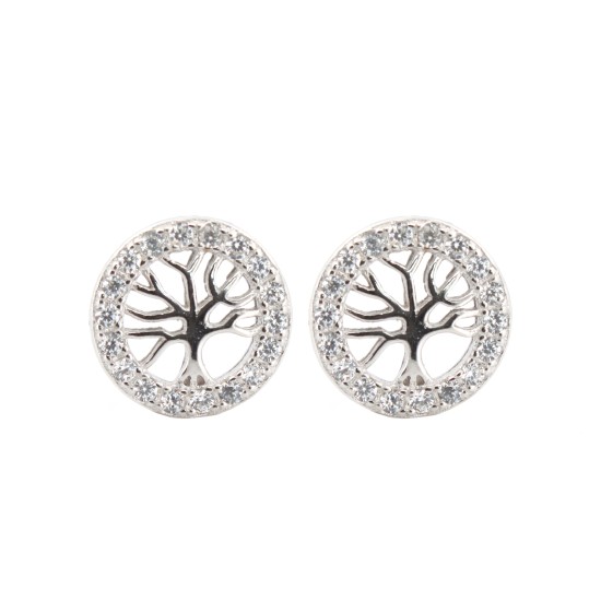 925 Silver Rhodium Plated CZ Set Stud Earrings