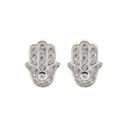 925 Silver Rhodium Plated CZ Set Stud Earrings
