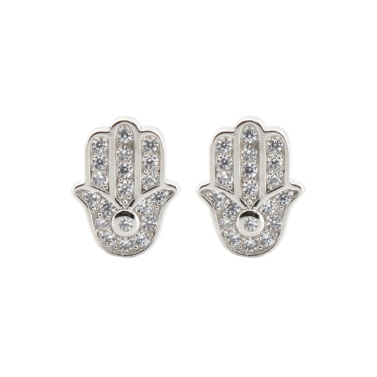 925 Silver Rhodium Plated CZ Set Stud Earrings