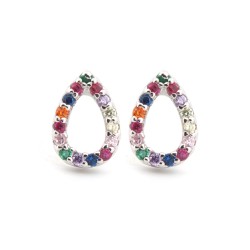 925 Silver Rhodium Plated CZ Set Stud Earrings