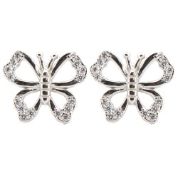 925 Silver Rhodium Plated CZ Set Stud Earrings