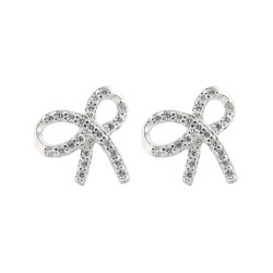 925 Silver Rhodium Plated CZ Set Stud Earrings