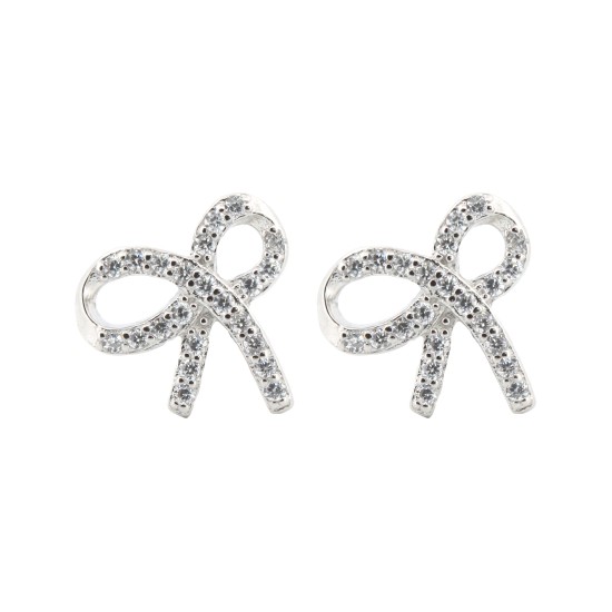 925 Silver Rhodium Plated CZ Set Stud Earrings